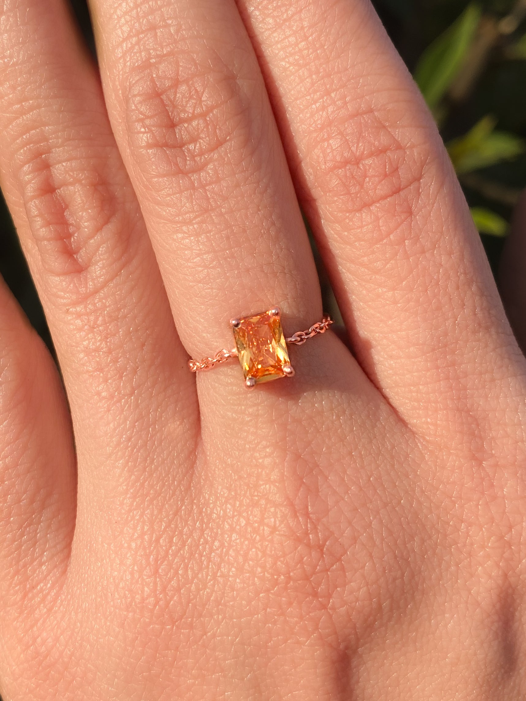 Champagne Rose Gold Chain Ring